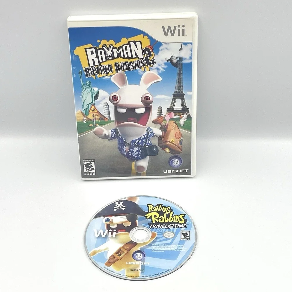 Rayman Raving Rabbids 2 + Rabbids Travel In‎ Time Nintendo Wii Tested Working